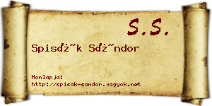 Spisák Sándor névjegykártya